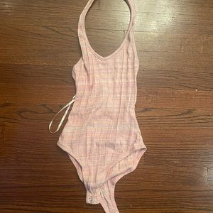 NWOT | Forever 21 | Pink Striped Halter Bodysuit | Size S
